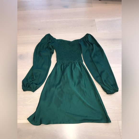 Princess Polly Nakita Long Sleeve Mini Green Dress sz 4 - Picture 5 of 6